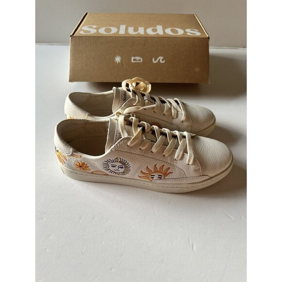 Soludos Shine On Ibiza Classic Sneakers White Leather - Picture 1 of 7